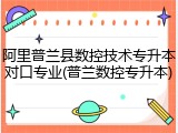 阿里普兰县数控技术专升本对口专业(普兰数控专升本)