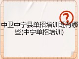 中卫中宁县单招培训班有哪些(中宁单招培训)