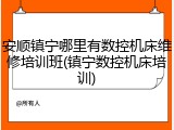 安顺镇宁哪里有数控机床维修培训班(镇宁数控机床培训)
