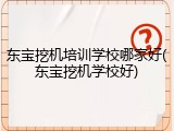 东宝挖机培训学校哪家好(东宝挖机学校好)