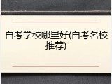 自考学校哪里好(自考名校推荐)