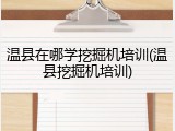 温县在哪学挖掘机培训(温县挖掘机培训)