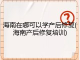 海南在哪可以学产后修复(海南产后修复培训)
