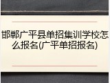 邯郸广平县单招集训学校怎么报名(广平单招报名)