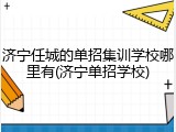 济宁任城的单招集训学校哪里有(济宁单招学校)