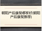 朝阳产后康复哪家好(朝阳产后康复推荐)