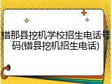 错那县挖机学校招生电话号码(错县挖机招生电话)