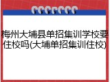 梅州大埔县单招集训学校要住校吗(大埔单招集训住校)