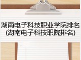 湖南电子科技职业学院排名(湖南电子科技职院排名)