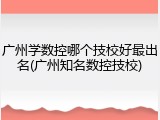 广州学数控哪个技校好最出名(广州知名数控技校)