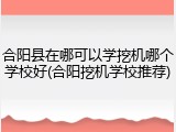 合阳县在哪可以学挖机哪个学校好(合阳挖机学校推荐)