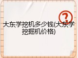 大东学挖机多少钱(大东学挖掘机价格)