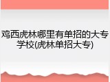鸡西虎林哪里有单招的大专学校(虎林单招大专)