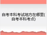 自考本科考试地方在哪里(自考本科考点)