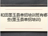 和田墨玉县单招培训班有哪些(墨玉县单招培训)