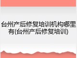 台州产后修复培训机构哪里有(台州产后修复培训)