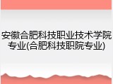 安徽合肥科技职业技术学院专业(合肥科技职院专业)