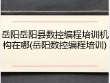 岳阳岳阳县数控编程培训机构在哪(岳阳数控编程培训)