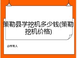 策勒县学挖机多少钱(策勒挖机价格)