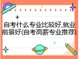 自考什么专业比较好,就业前景好(自考高薪专业推荐)