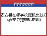 农安县在哪学挖掘机比较好(农安县挖掘机培训)