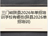 三门峡陕县2026年单招培训学校有哪些(陕县2026单招培训)