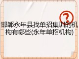 邯郸永年县找单招集训的机构有哪些(永年单招机构)