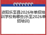 资阳乐至县2026年单招培训学校有哪些(乐至2026单招培训)