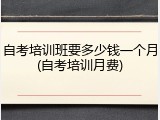 自考培训班要多少钱一个月(自考培训月费)