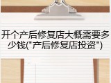 开个产后修复店大概需要多少钱("产后修复店投资")