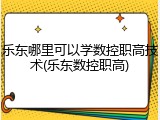 乐东哪里可以学数控职高技术(乐东数控职高)
