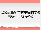 武汉武昌哪里有单招的学校啊(武昌单招学校)