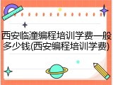 西安临潼编程培训学费一般多少钱(西安编程培训学费)