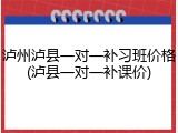 泸州泸县一对一补习班价格(泸县一对一补课价)