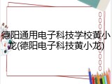 德阳通用电子科技学校黄小龙(德阳电子科技黄小龙)