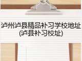 泸州泸县精品补习学校地址(泸县补习校址)
