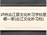 泸州合江县文化补习学校是哪一家(合江文化补习校)
