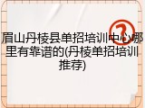 眉山丹棱县单招培训中心哪里有靠谱的(丹棱单招培训推荐)