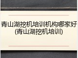 青山湖挖机培训机构哪家好(青山湖挖机培训)