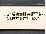 北京产后康复服务哪里专业(北京专业产后康复)