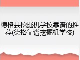 德格县挖掘机学校靠谱的推荐(德格靠谱挖掘机学校)