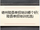 德州陵县单招培训哪个好(陵县单招培训优选)