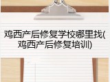 鸡西产后修复学校哪里找(鸡西产后修复培训)