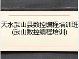 天水武山县数控编程培训班(武山数控编程培训)