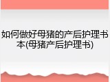 如何做好母猪的产后护理书本(母猪产后护理书)