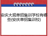 安庆大观单招集训学校有哪些(安庆单招集训校)