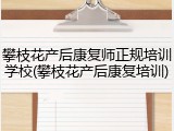 攀枝花产后康复师正规培训学校(攀枝花产后康复培训)