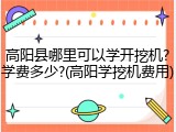 高阳县哪里可以学开挖机?学费多少?(高阳学挖机费用)