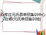 石家庄元氏县单招集训中心在哪(元氏单招集训地)