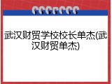 武汉财贸学校校长单杰(武汉财贸单杰)